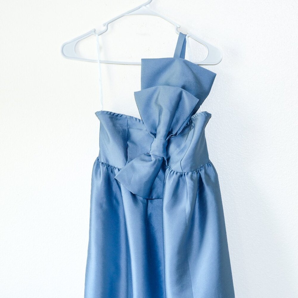 NWT Petal & Pup Betina Bow Satin Maxi Dress Blue Formal Wedding Guest Nordstrom - Picture 3 of 16